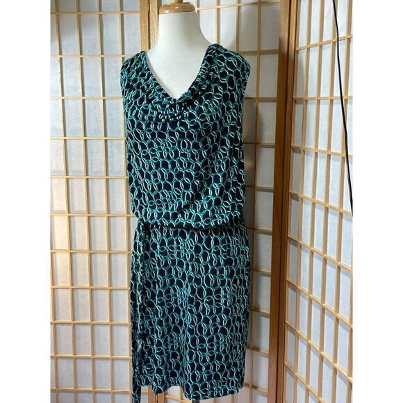 BananaāRepublicāMedĀ GreenāandāBlackāDress - Picture 8 of 13